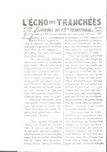 L'Echo des tranchées. Journal du 17 ème territorial