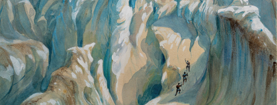 Eugène VIOLLET-LE-DUC (1814-1879), « La jonction au-dessus des Grands Mulets », aquarelle et gouache sur traits à la mine de plomb, 1869, inv. 80.2.15. Ville de Versailles, musée Lambinet