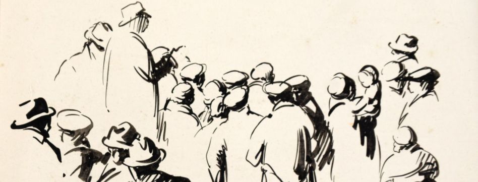 René ROUSSEL (1865-1962), "Vente passage de la Geôle, encore noire sur papier, 1933, don de Jacques-Paul Dauriac, 2000, inv. 200.13.10 (4). Ville de Versailles, musée Lambinet